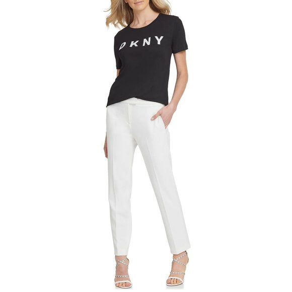 DKNY Flat Front Straight Leg Career Pants - Ivory - Size 8 NWT - Picture 3 of 5